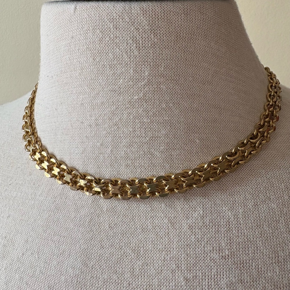 Chunky Thick Gold Tone Chain Choker Necklace